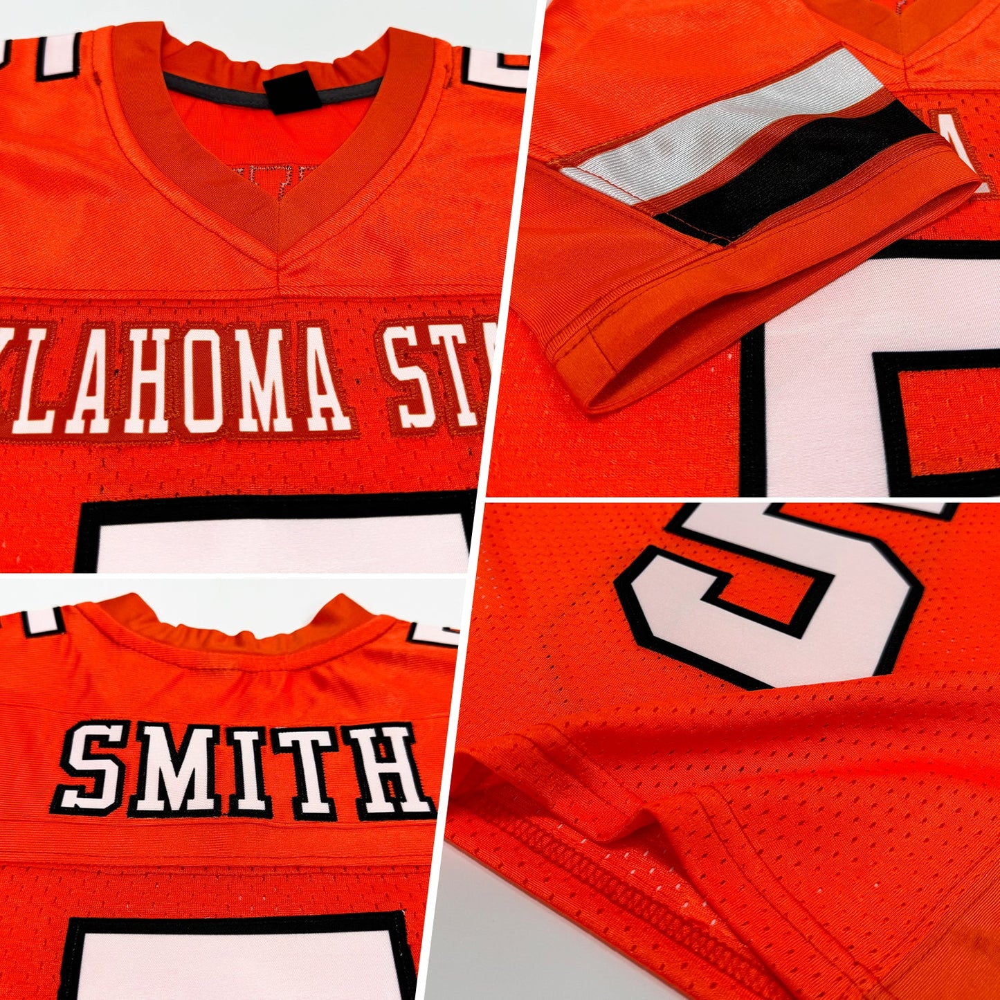 Custom Orange White-Black Mesh Authentic Football Jersey view 2