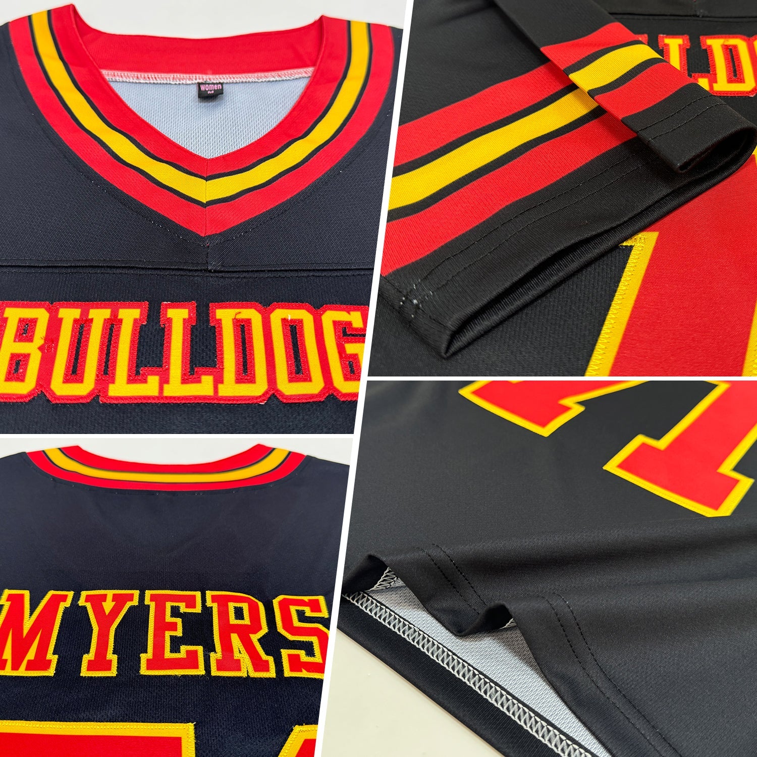 Custom Black Red-Gold Authentic Football Jersey view 2
