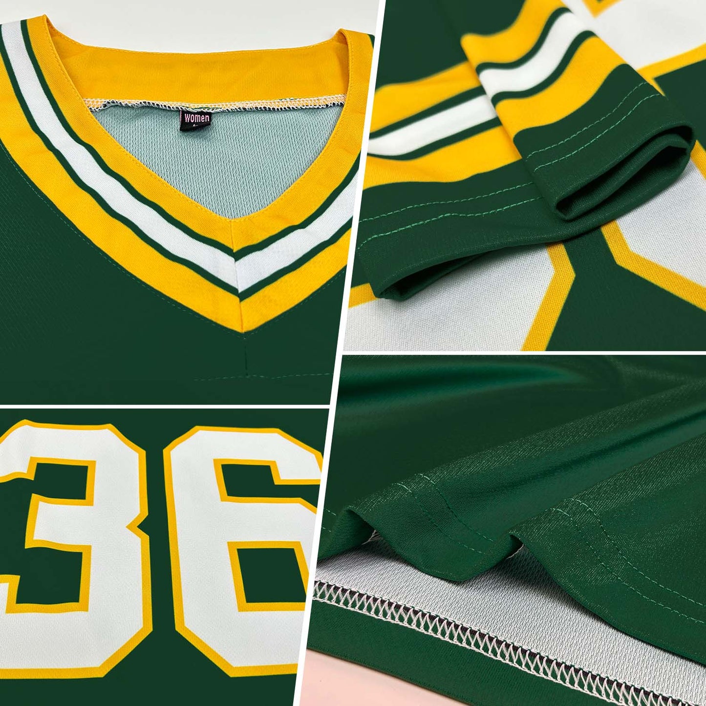 Custom Green White-Gold Authentic Football Jersey view 2