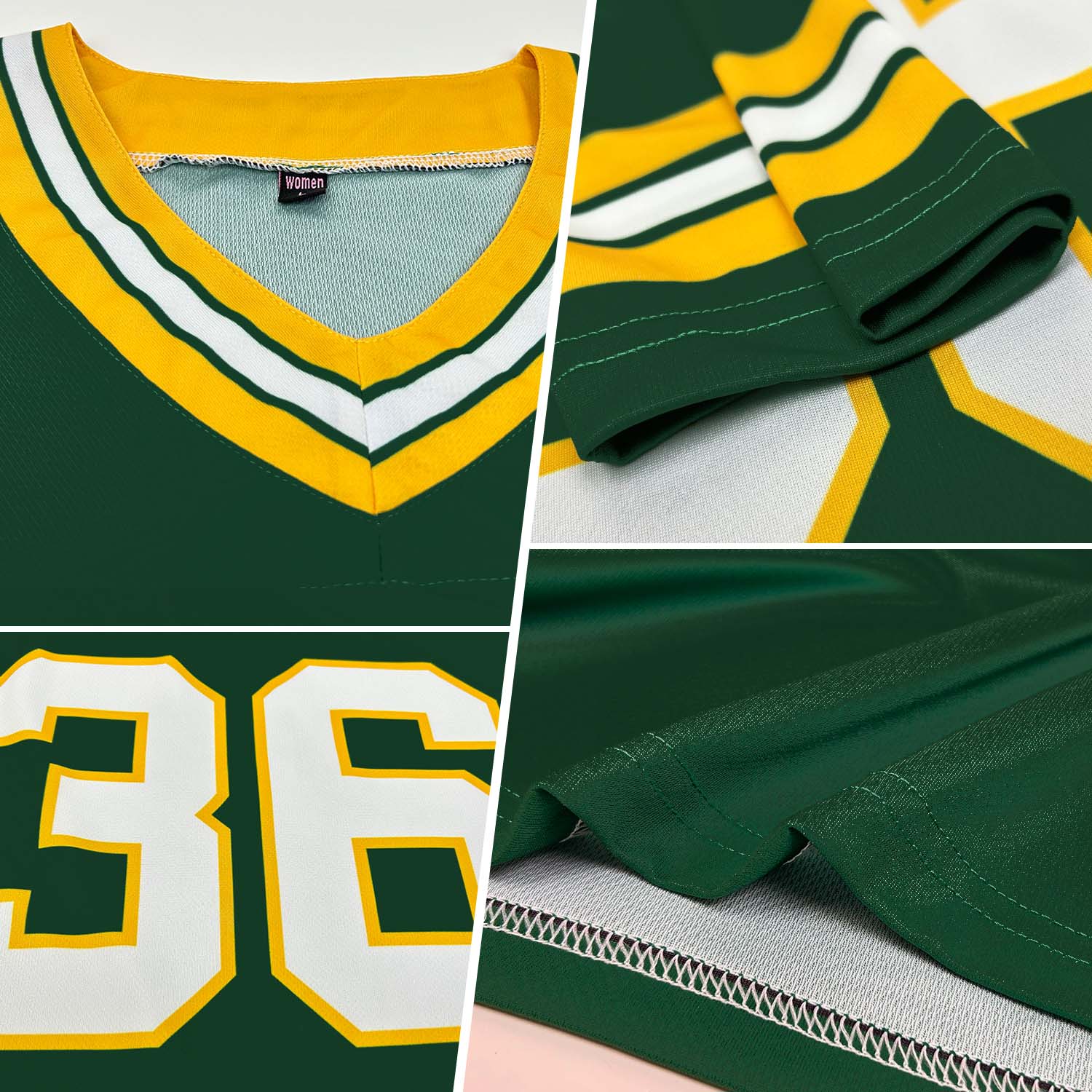 Custom Green White-Gold Authentic Football Jersey view 2