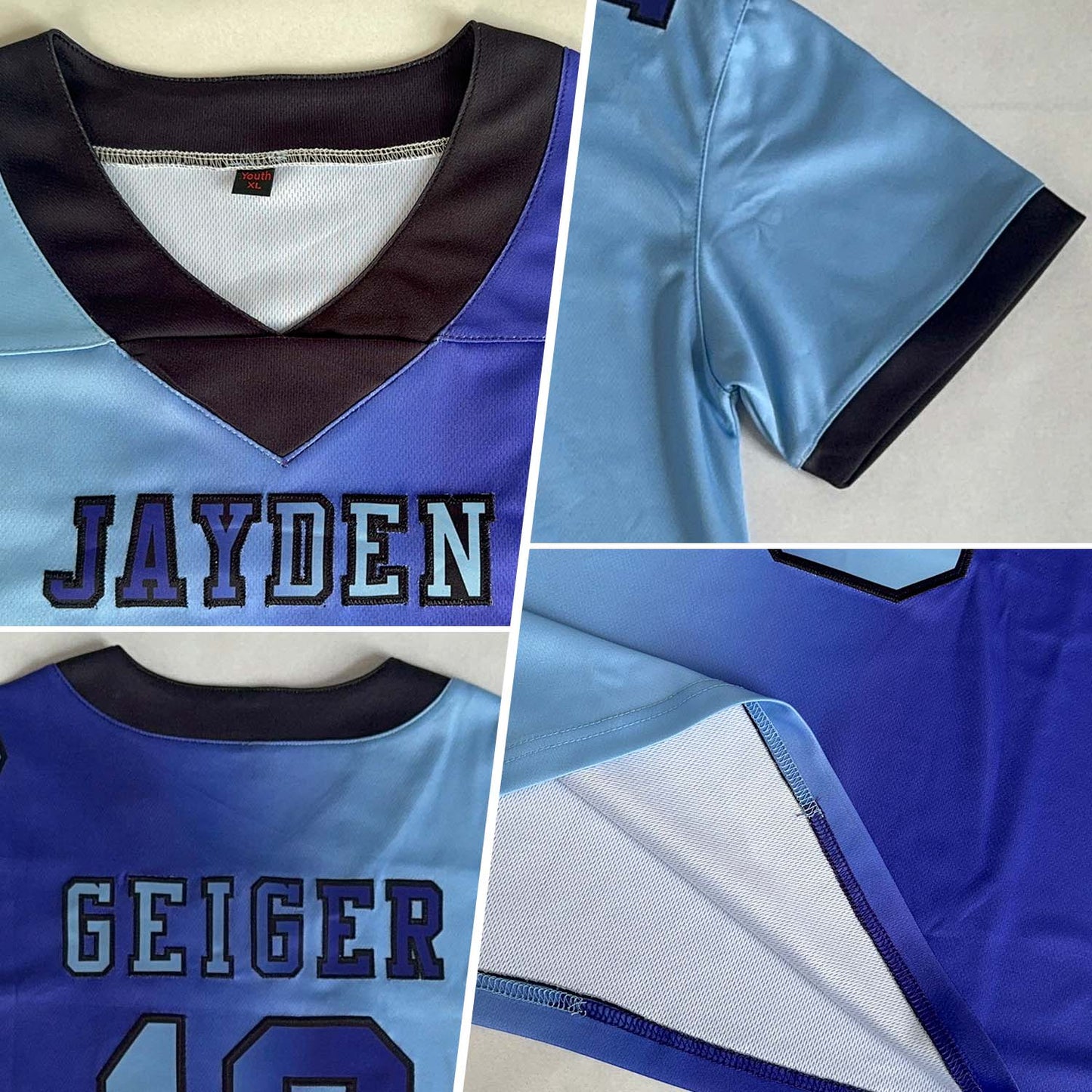 Custom Purple Light Blue-Black Authentic Gradient Fashion Football Jersey view 2