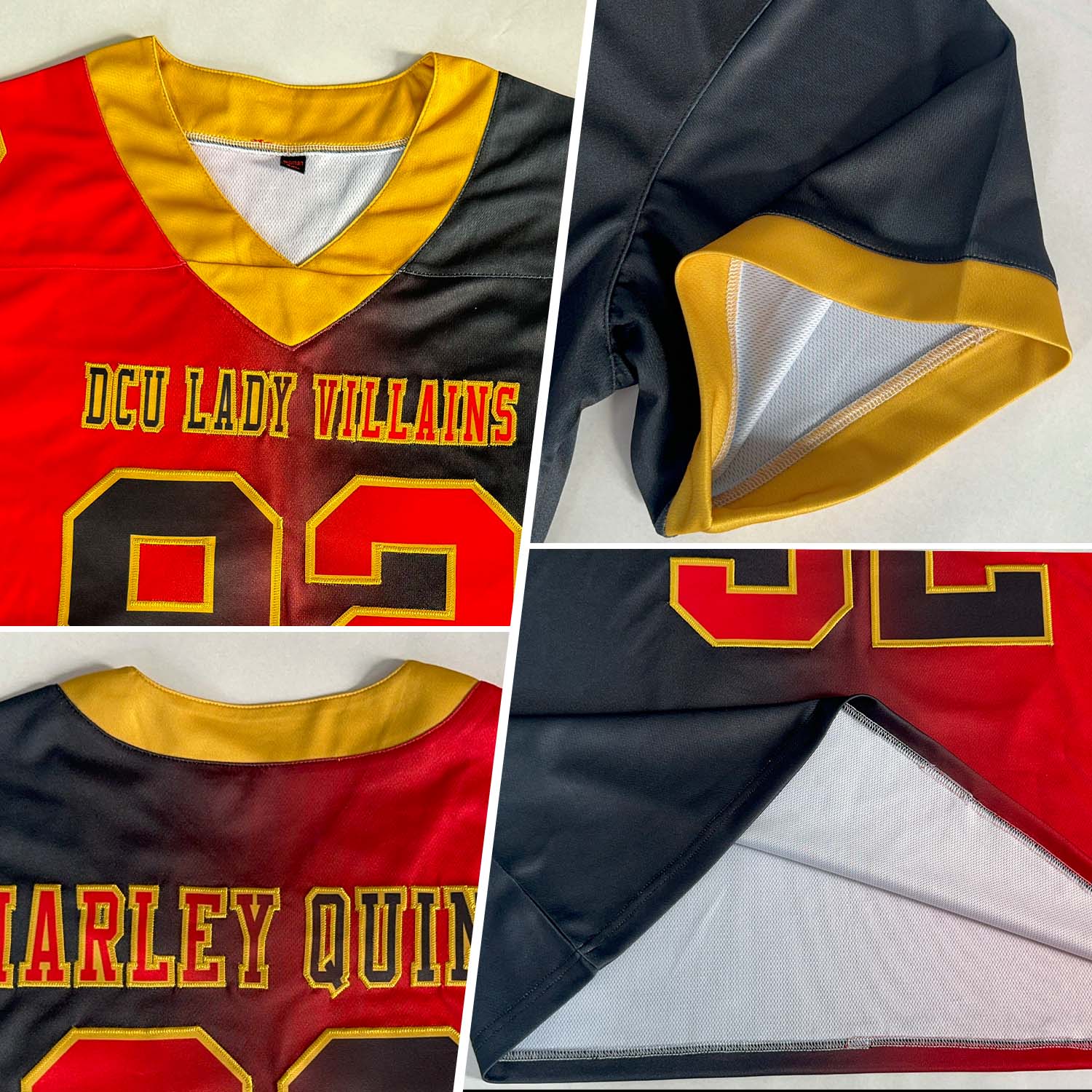 Custom Black Red-Old Gold Authentic Gradient Fashion Football Jersey view 2