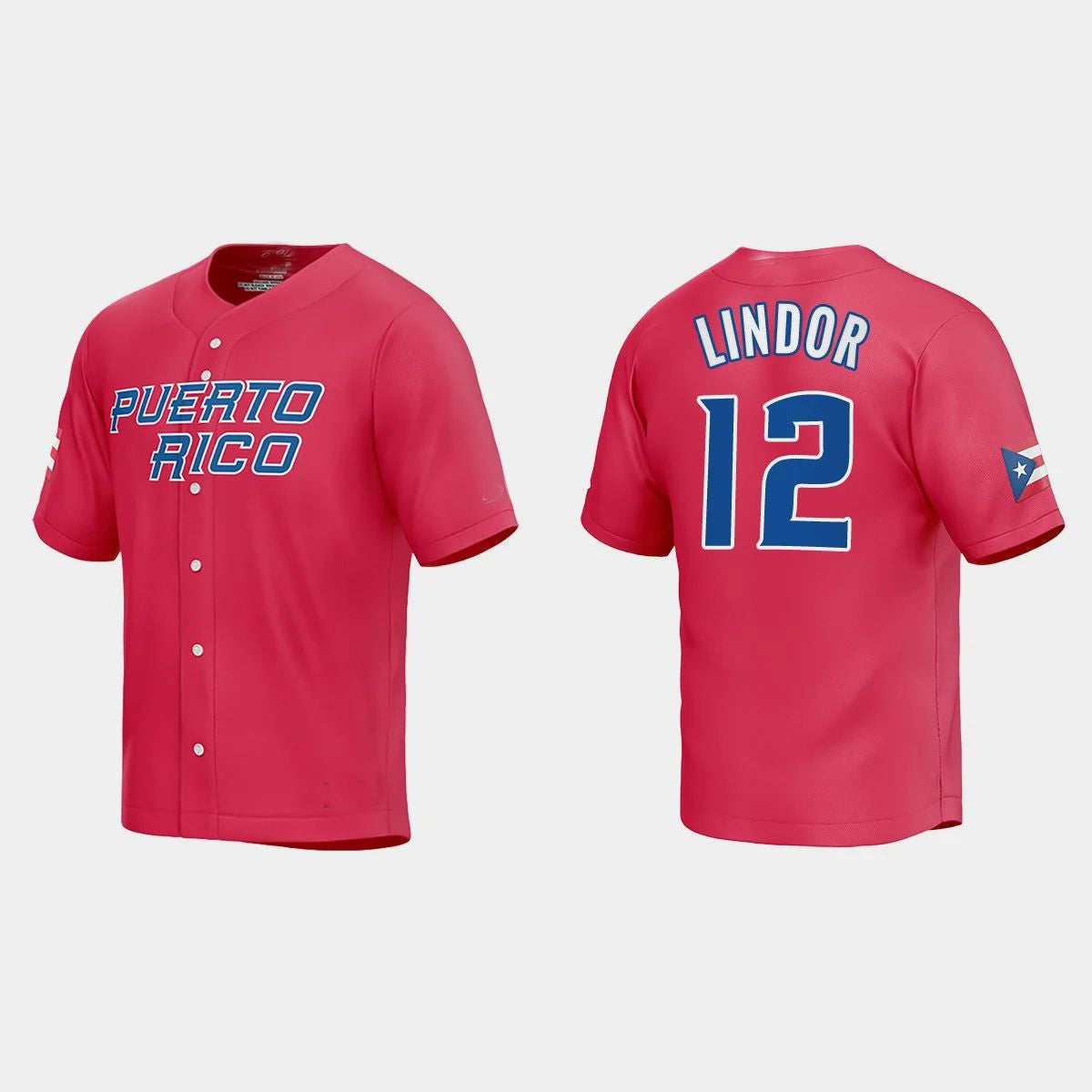 #12 FRANCISCO LINDOR PUERTO RICO BASEBALL 2023 WORLD BASEBALL CLASSIC JERSEY ¨C RED Stitches Baseball Jerseys - Main View