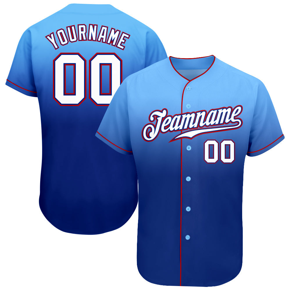 Custom Light Blue White-Royal Authentic Fade Fashion Baseball Jersey - Main View