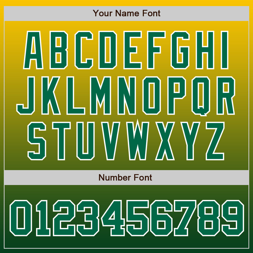 Custom Yellow Kelly Green-White Authentic Fade Fashion Baseball Jersey view 4