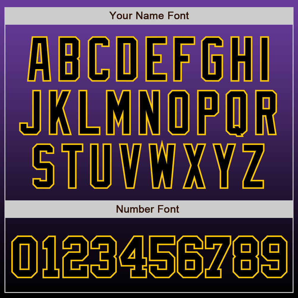Custom Purple Black-Gold Authentic Fade Fashion Baseball Jersey view 4