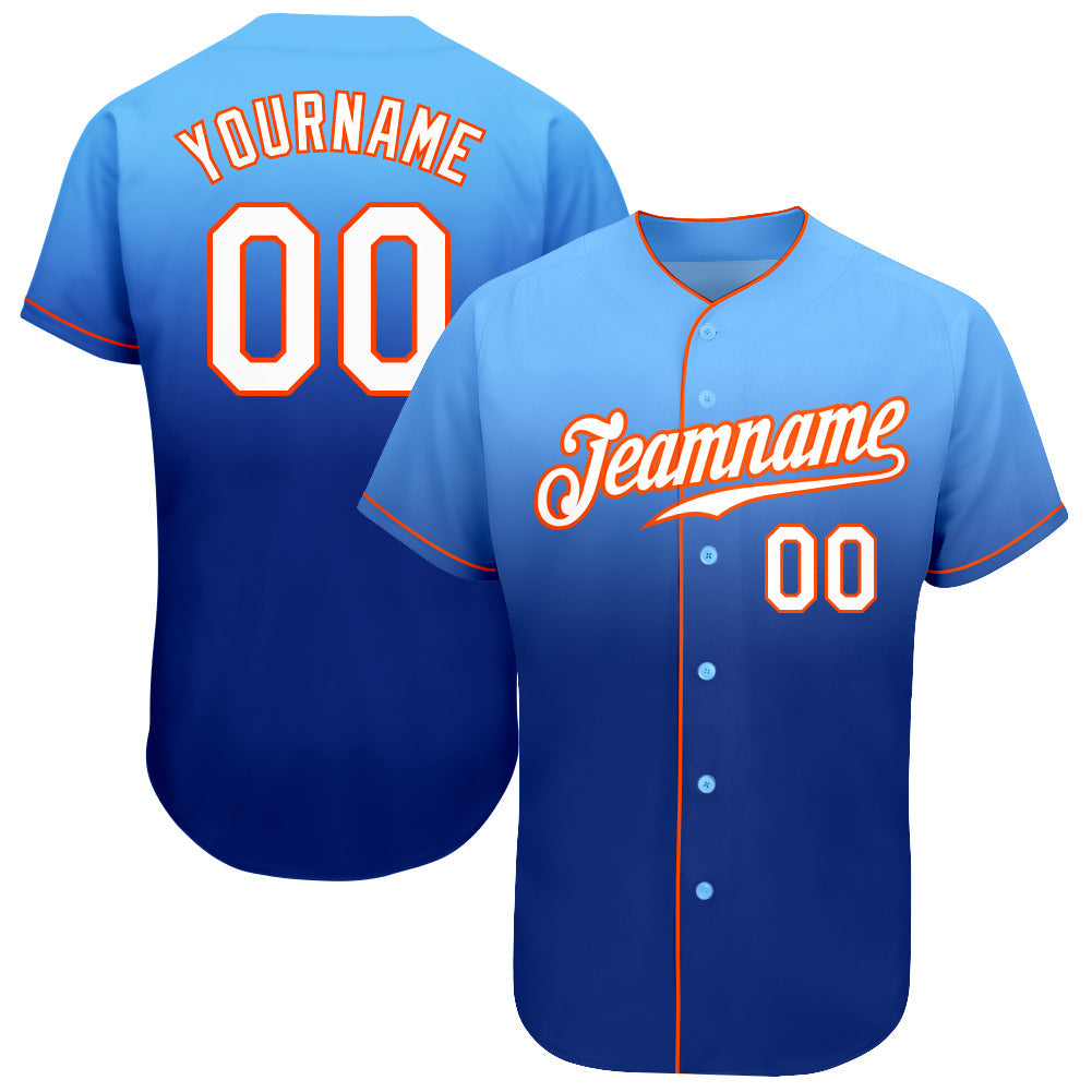 Custom Light Blue White-Royal Authentic Fade Fashion Baseball Jersey - Main View