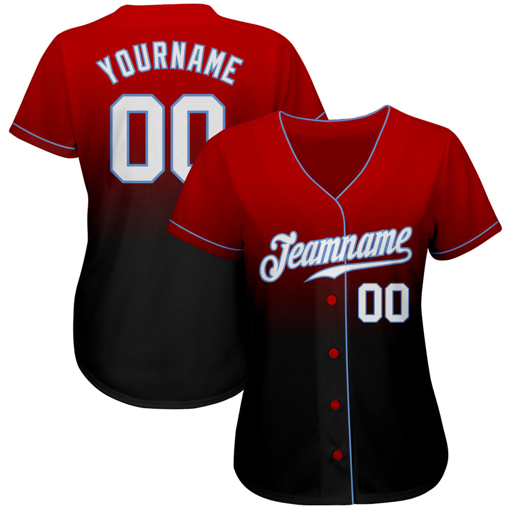 Custom Red White-Black Authentic Fade Fashion Baseball Jersey view 2