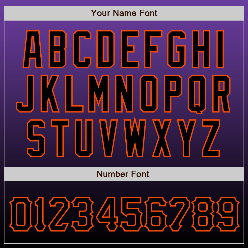 Custom Purple Black-Orange Authentic Fade Fashion Baseball Jersey view 4