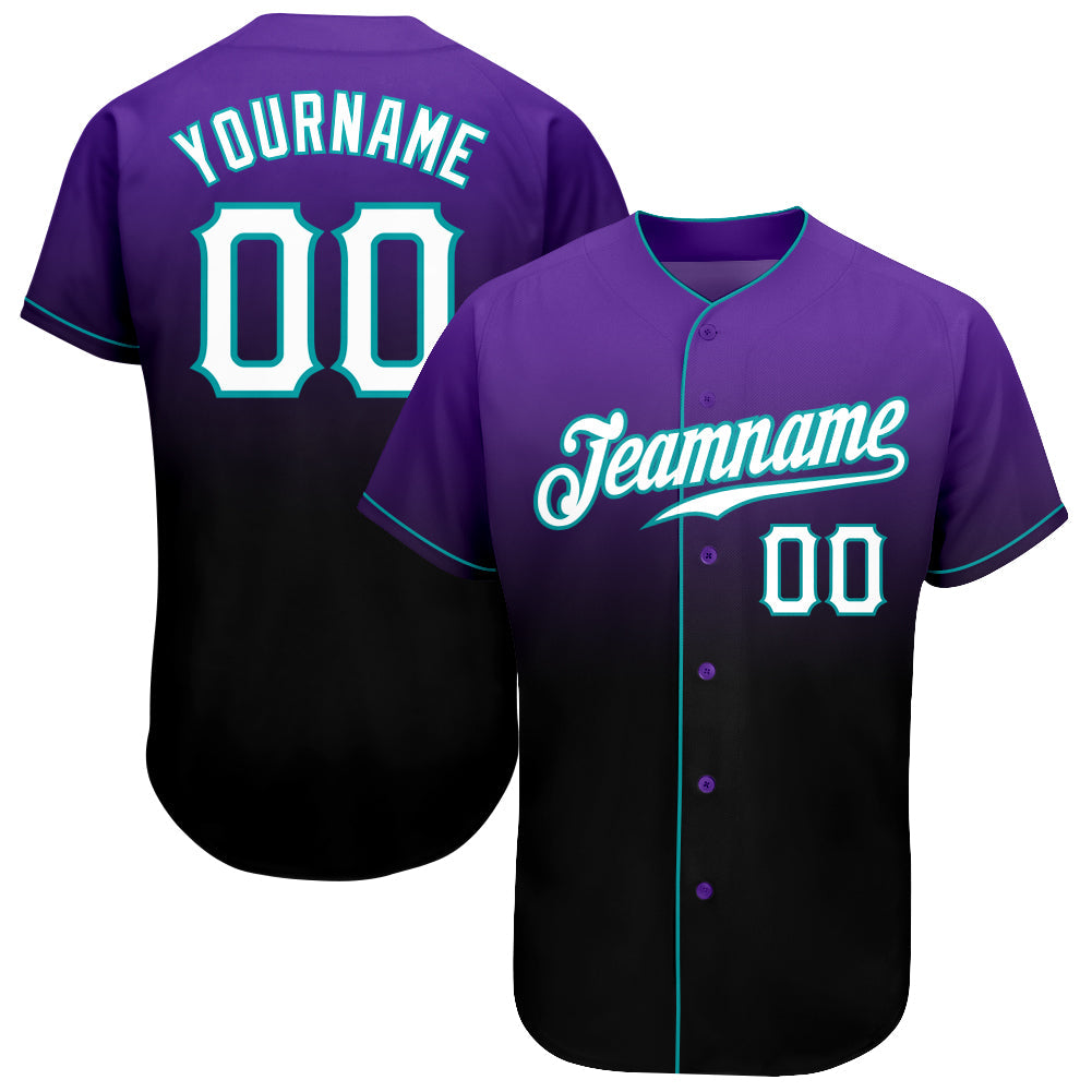 Custom Purple White-Black Authentic Fade Fashion Baseball Jersey - Main View