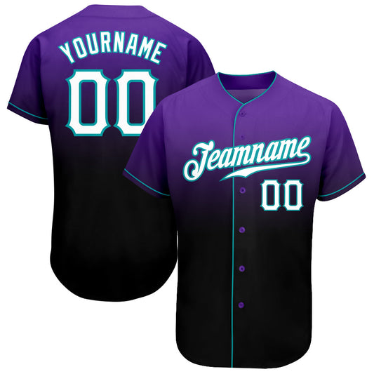 Custom Purple White-Black Authentic Fade Fashion Baseball Jersey - Main View