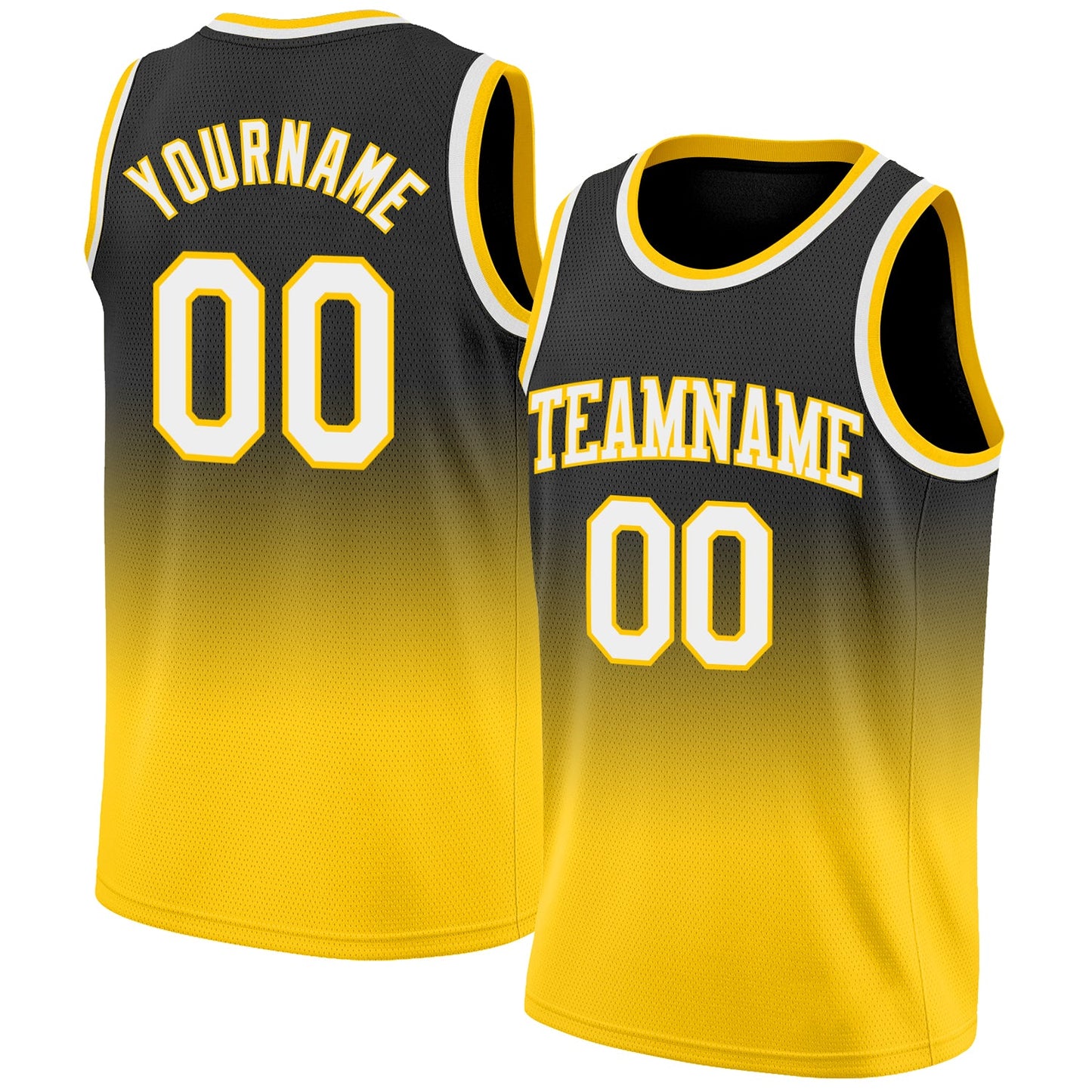 Custom Black White-Gold Authentic Fade Fashion Basketball Jersey - Main View