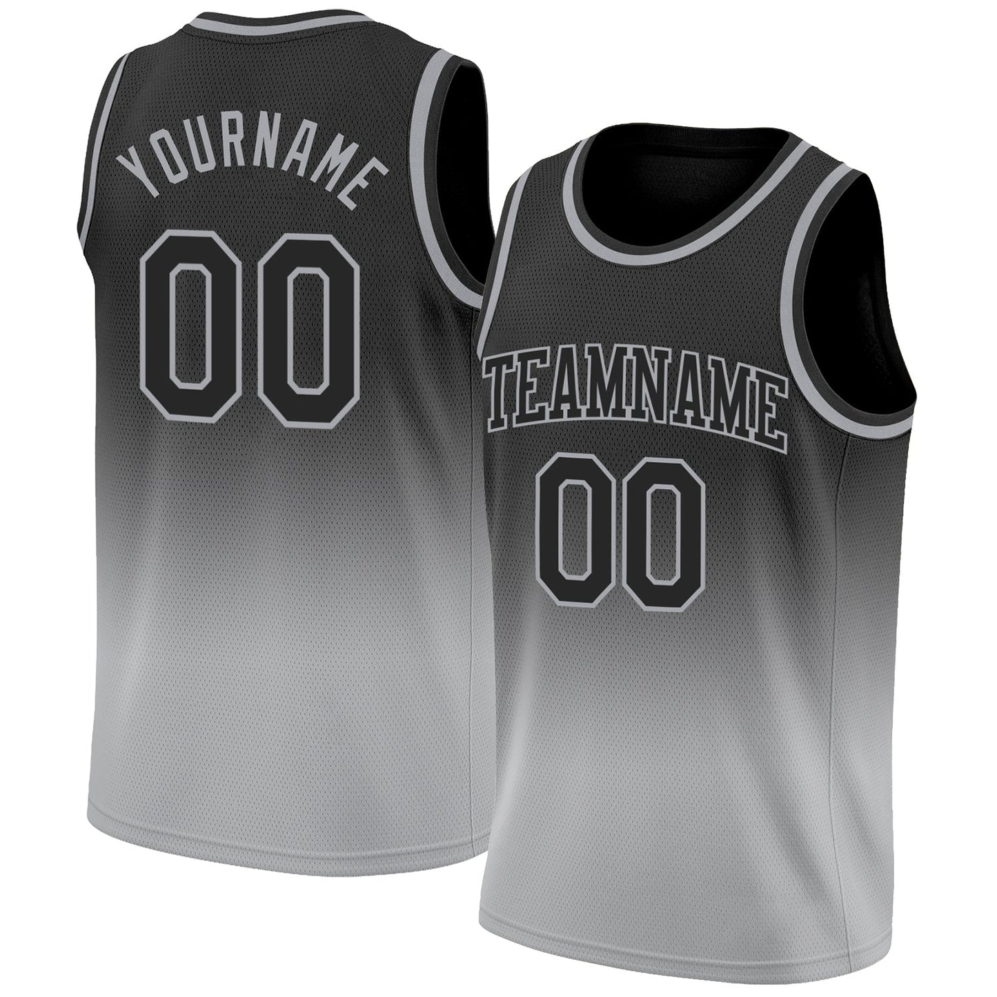 Custom Black Black-Gray Authentic Fade Fashion Basketball Jersey - Main View