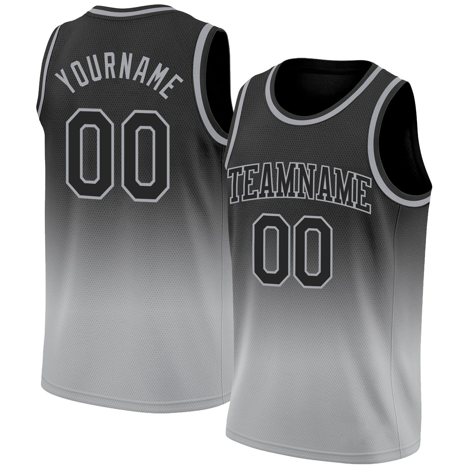 Custom Black Black-Gray Authentic Fade Fashion Basketball Jersey - Main View
