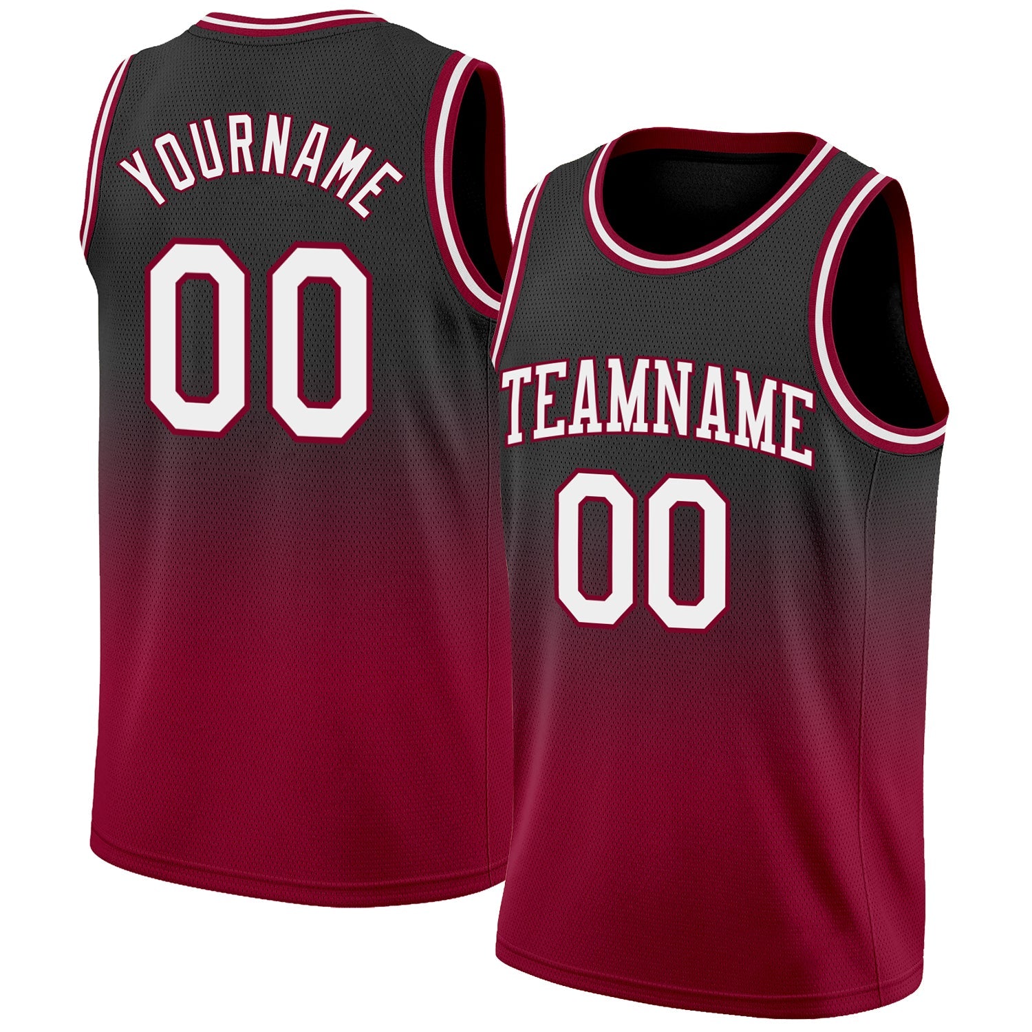 Custom Black White-Maroon Authentic Fade Fashion Basketball Jersey - Main View