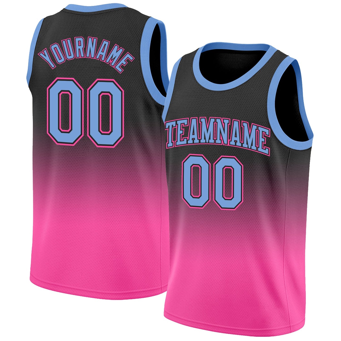 Custom Black Light Blue-Pink Authentic Fade Fashion Basketball Jersey - Main View