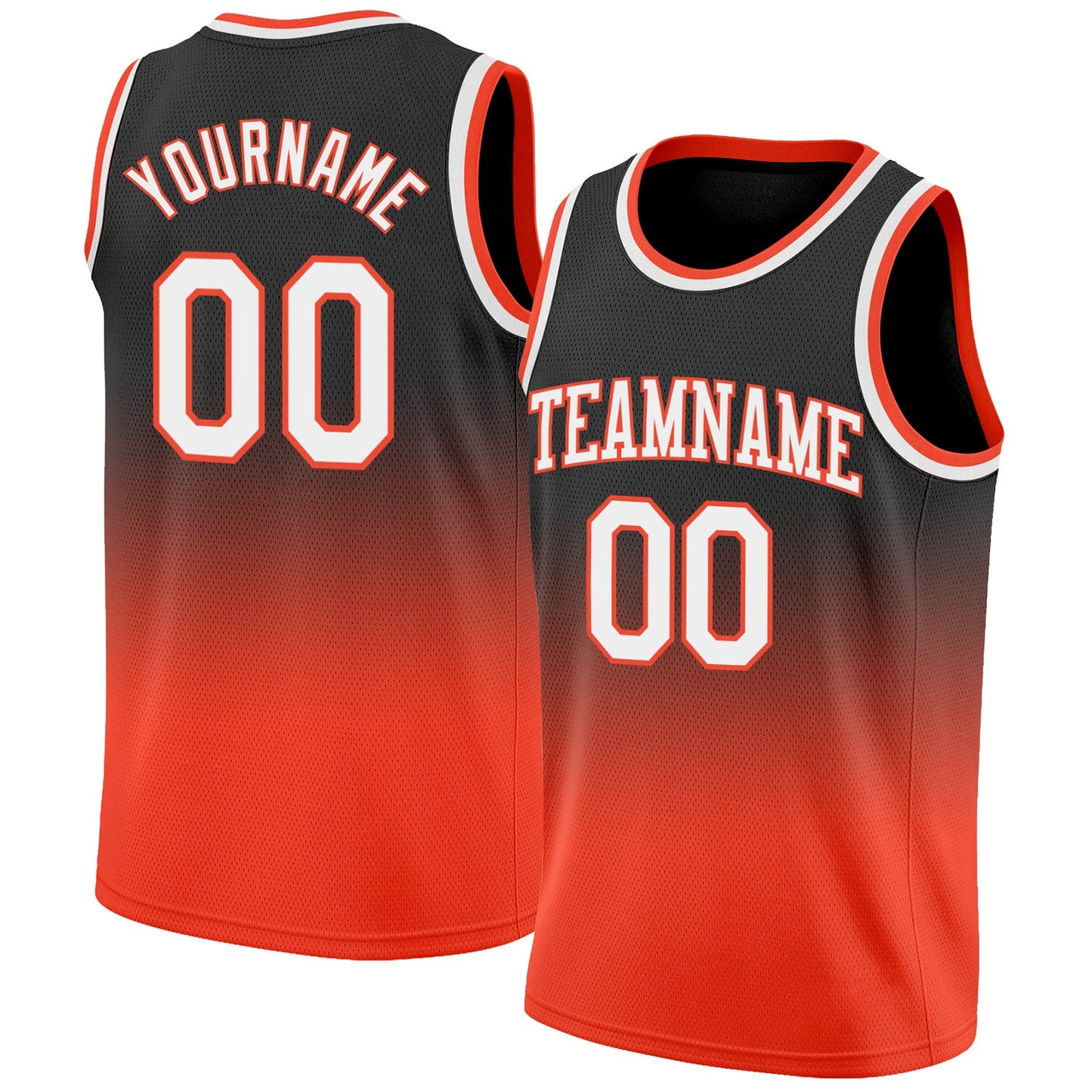 Custom Black White-Orange Authentic Fade Fashion Basketball Jersey - Main View
