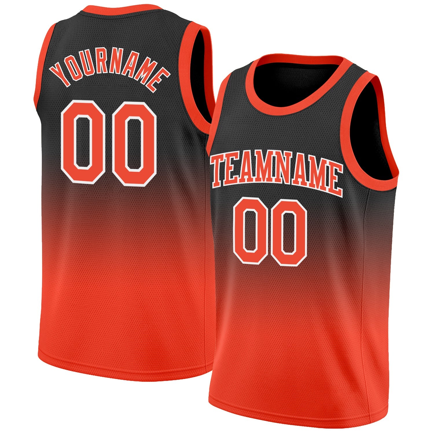 Custom Black Orange-White Authentic Fade Fashion Basketball Jersey - Main View