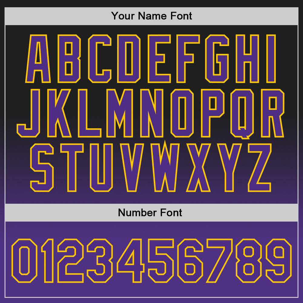 Custom Black Purple-Gold Authentic Fade Fashion Basketball Jersey view 3