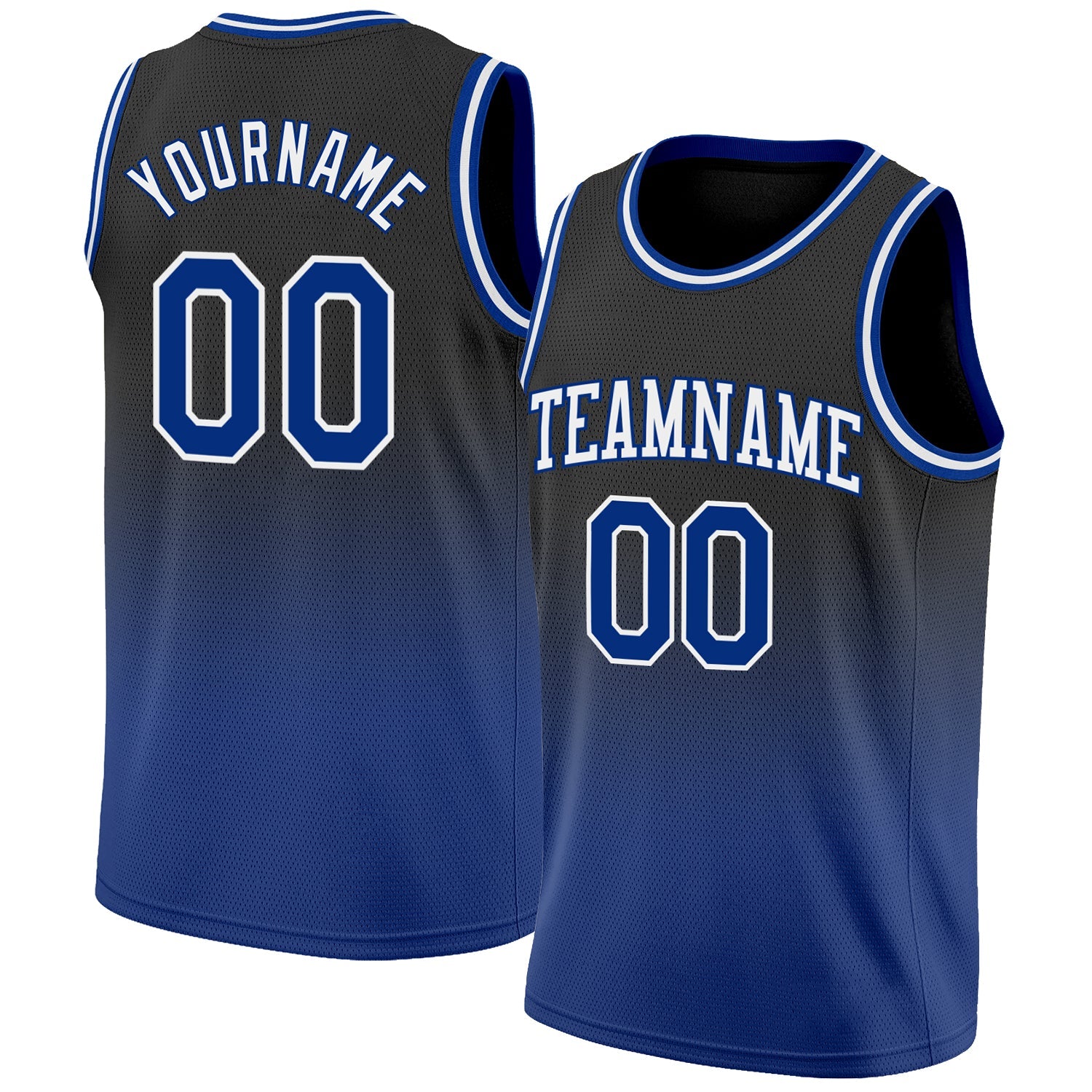 Custom Black Royal-White Authentic Fade Fashion Basketball Jersey - Main View