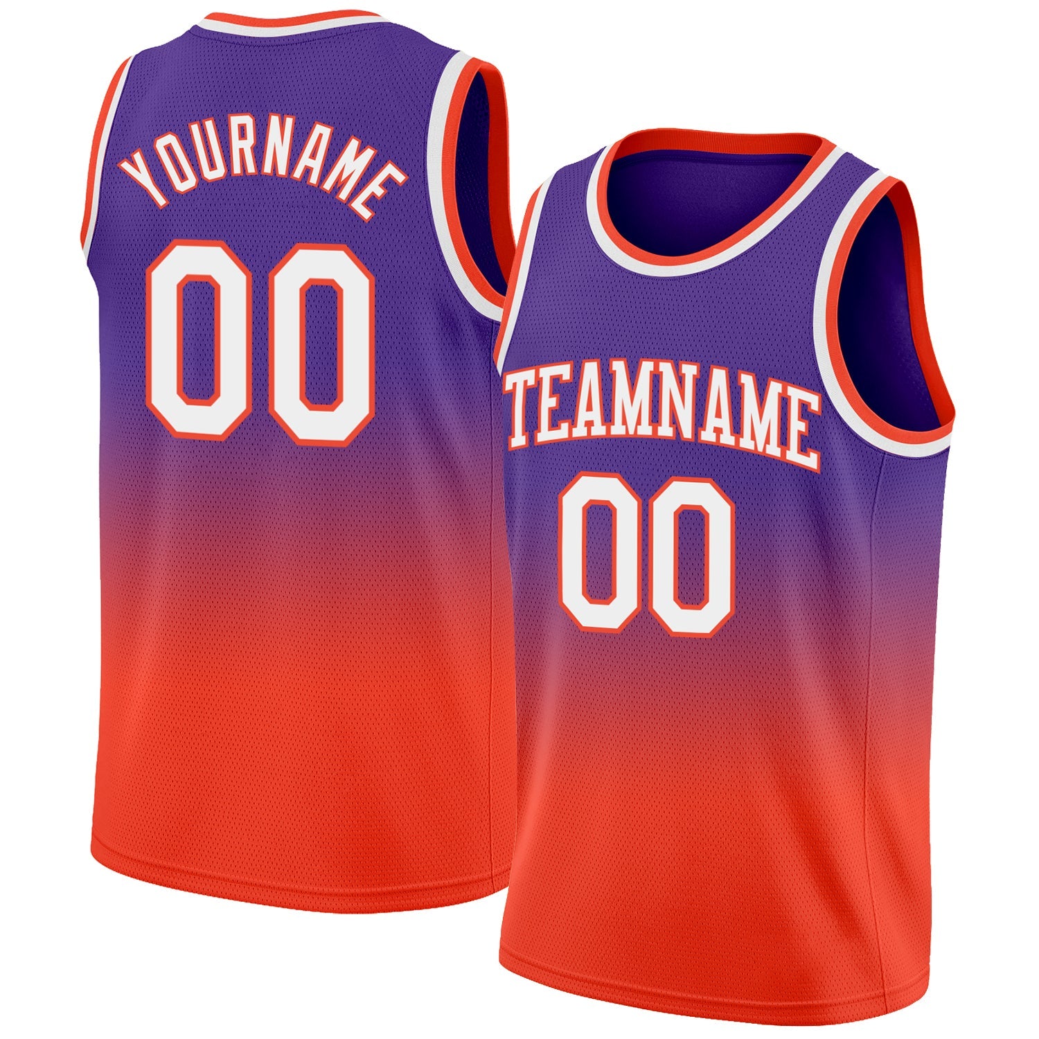 Custom Purple White-Orange Authentic Fade Fashion Basketball Jersey - Main View