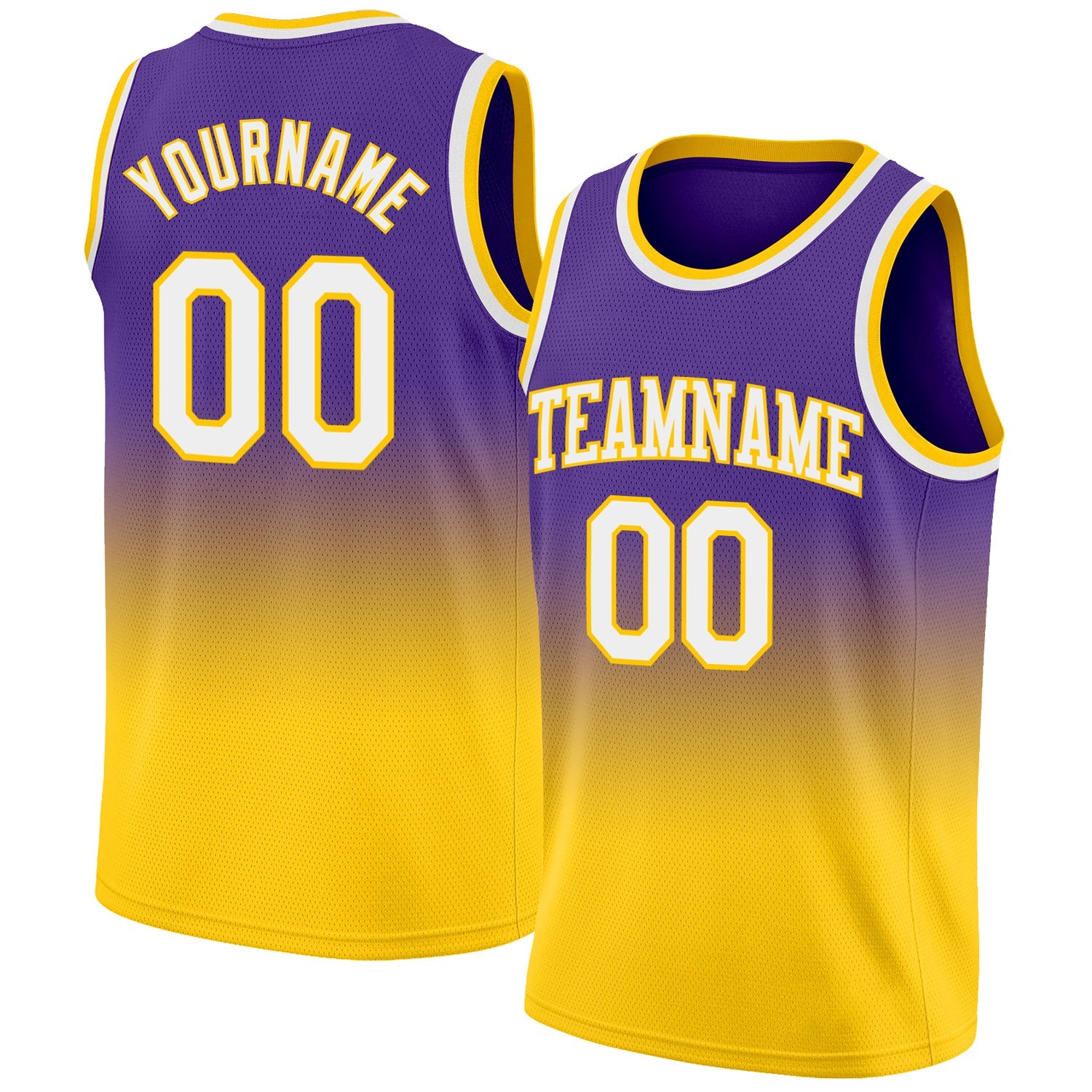 Custom Purple White-Gold Authentic Fade Fashion Basketball Jersey - Main View