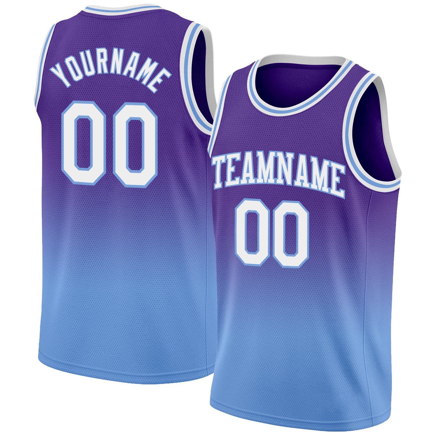 Custom Purple White-Light Blue Authentic Fade Fashion Basketball Jersey - Main View