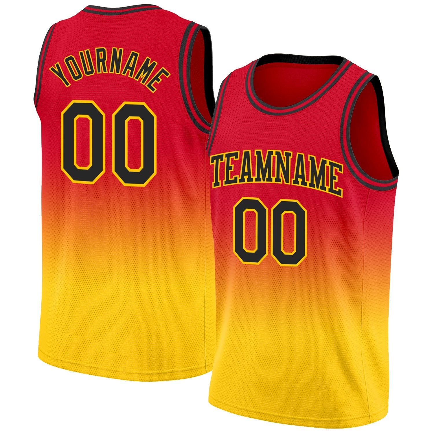 Custom Red Black-Gold Authentic Fade Fashion Basketball Jersey - Main View