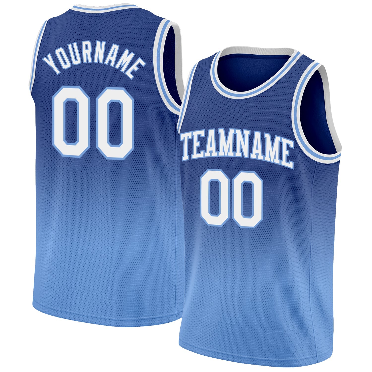 Custom Royal White-Light Blue Authentic Fade Fashion Basketball Jersey - Main View