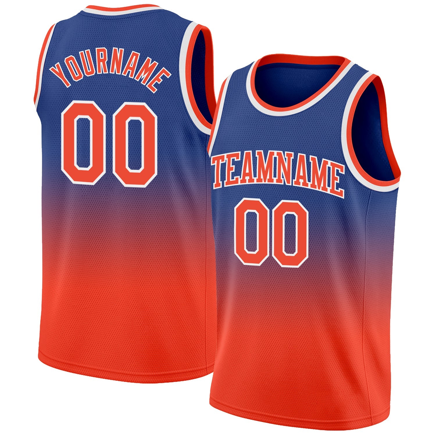 Custom Royal Orange-White Authentic Fade Fashion Basketball Jersey - Main View