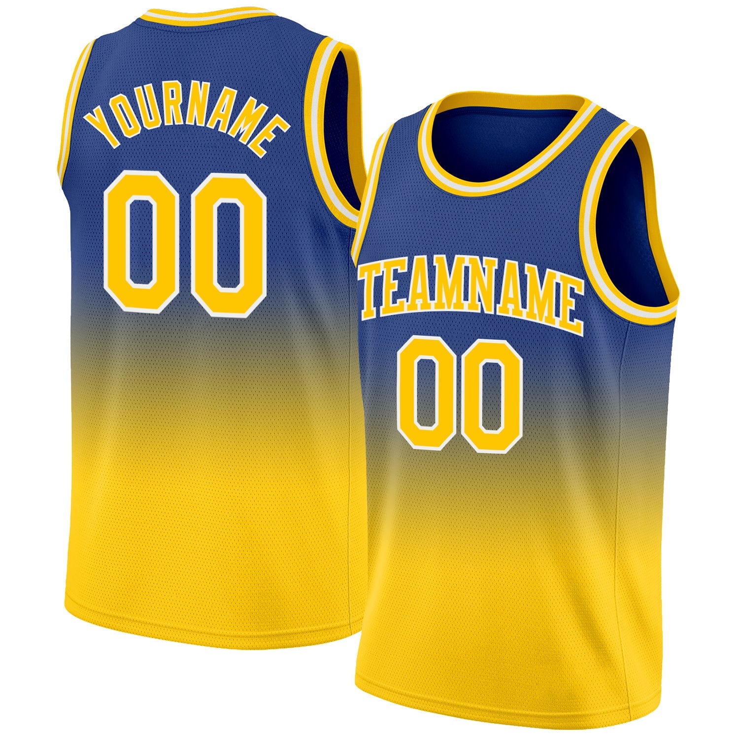 Custom Royal Gold-White Authentic Fade Fashion Basketball Jersey - Main View