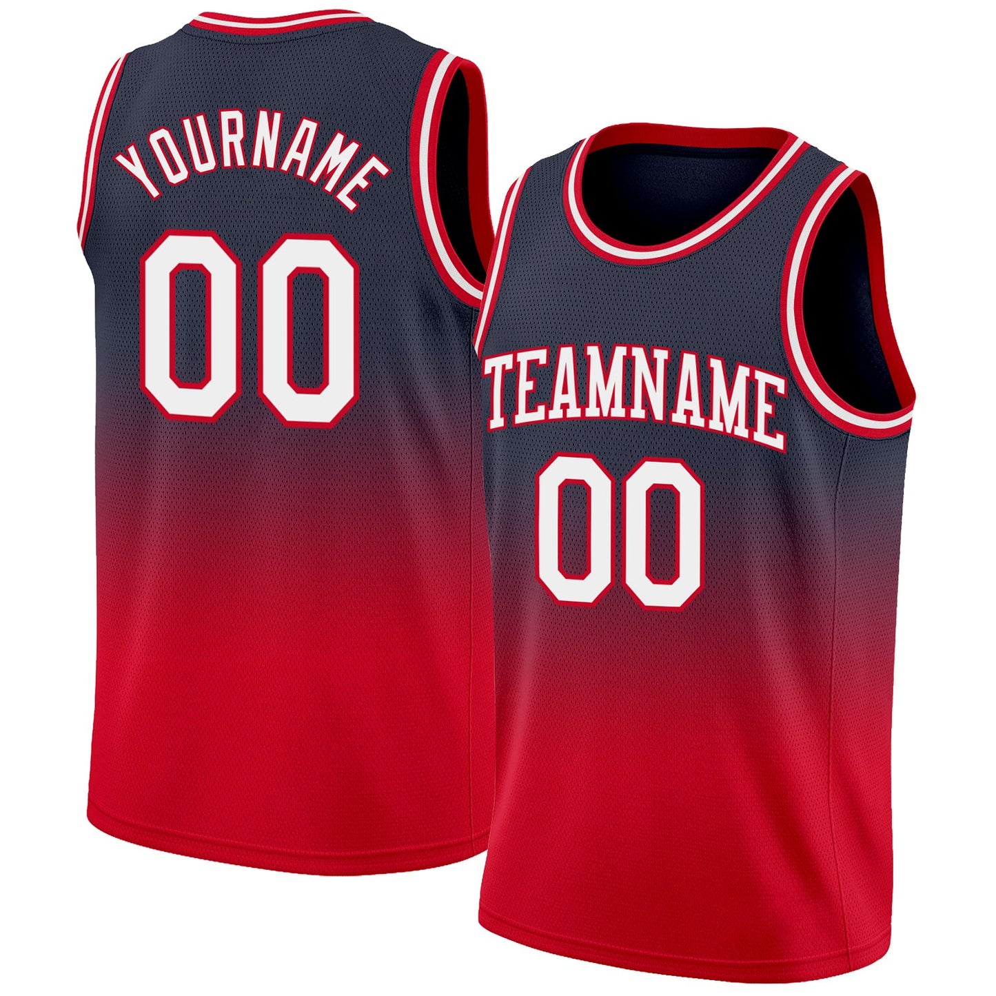 Custom Navy White-Red Authentic Fade Fashion Basketball Jersey - Main View