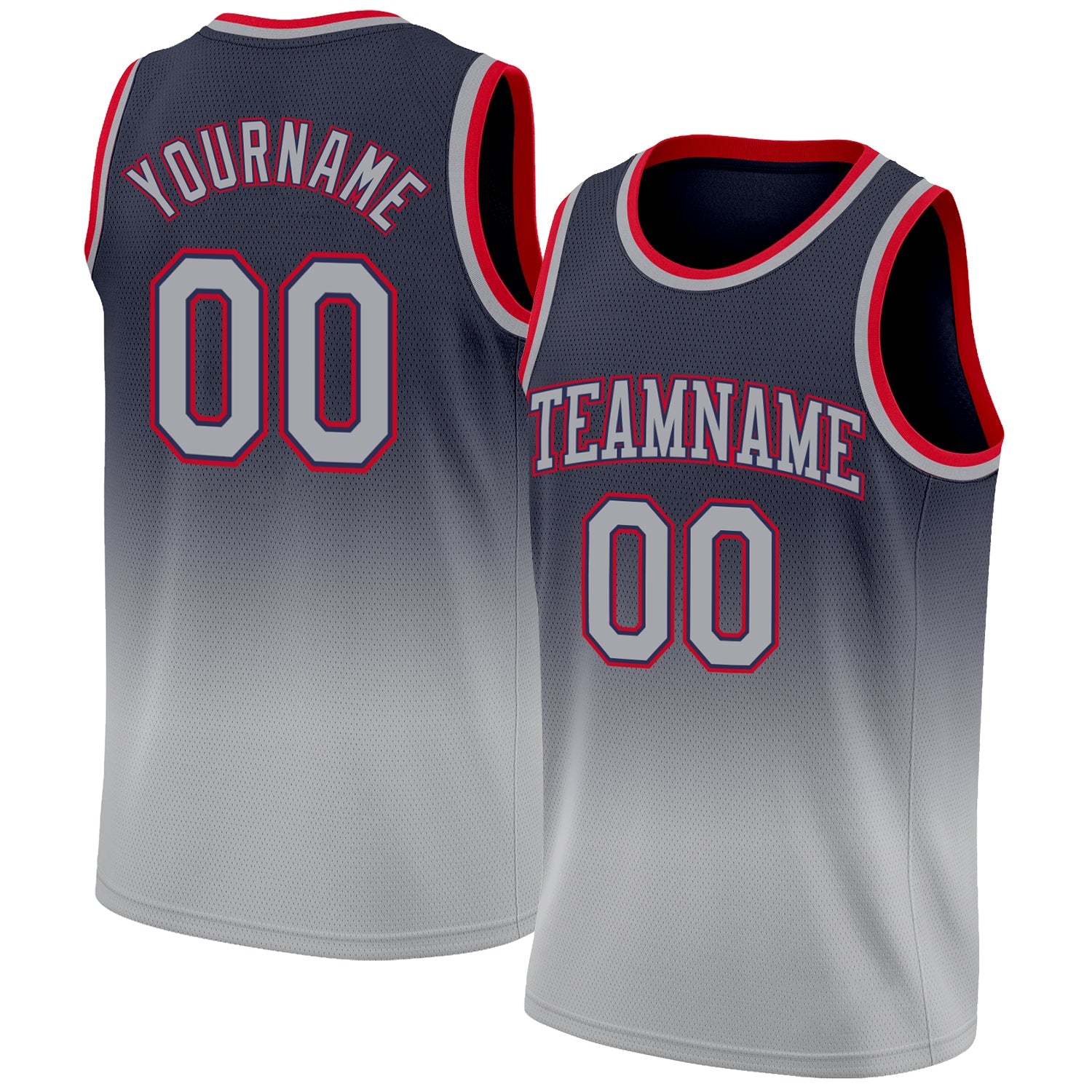 Custom Navy Gray-Red Authentic Fade Fashion Basketball Jersey - Main View
