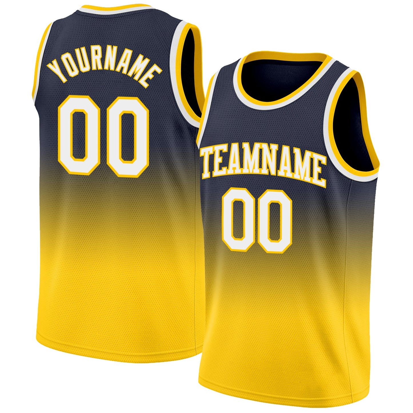 Custom Navy White-Gold Authentic Fade Fashion Basketball Jersey - Main View