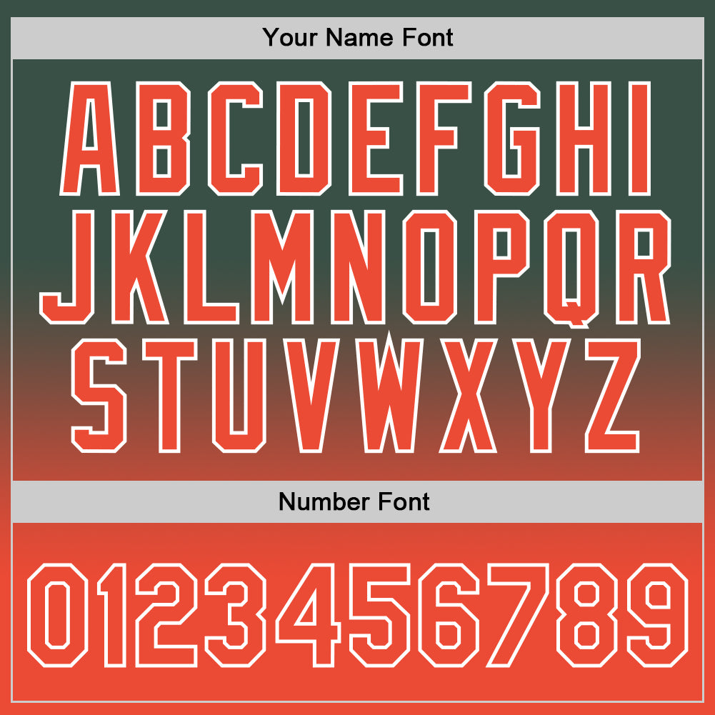 Custom Hunter Green Orange-White Authentic Fade Fashion Basketball Jersey view 3