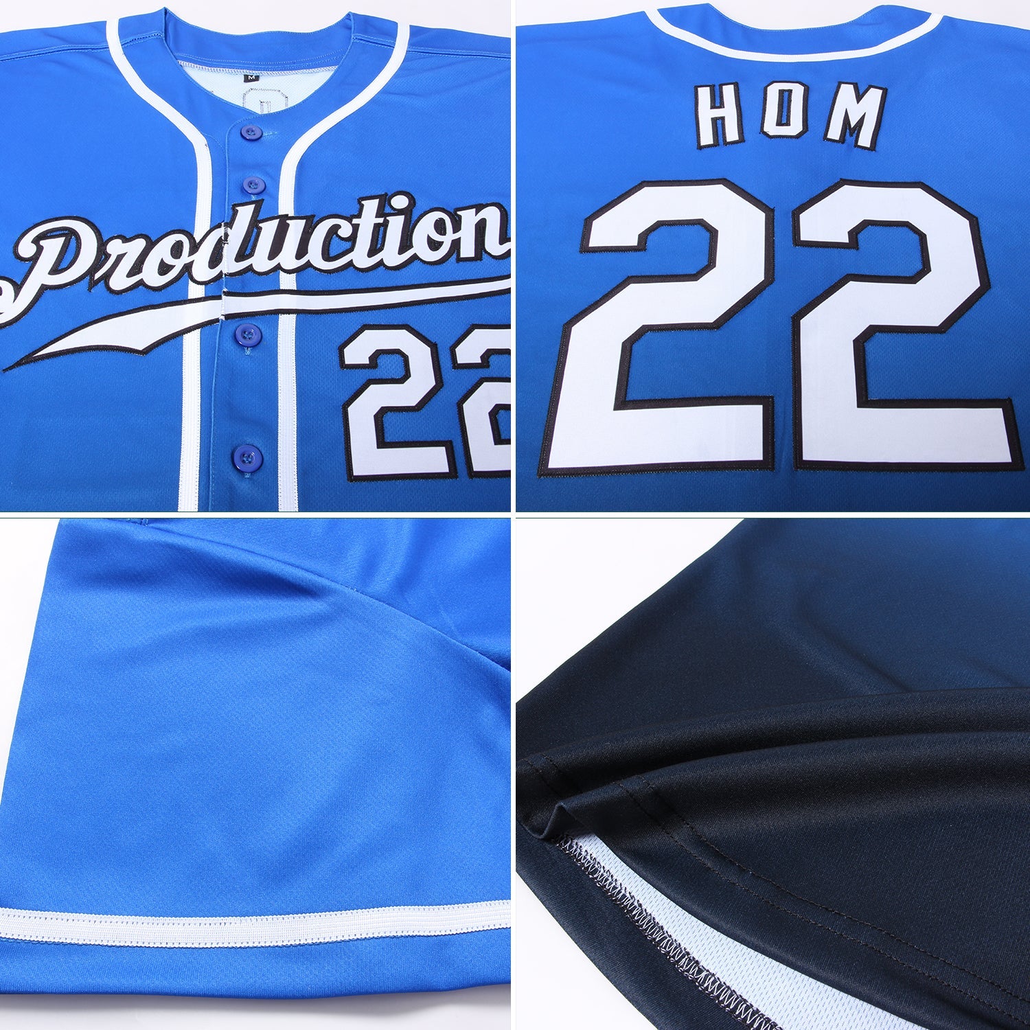 Custom Royal White-Black Authentic Fade Fashion Baseball Jersey view 5