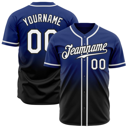 Custom Royal White-Black Authentic Fade Fashion Baseball Jersey - Main View
