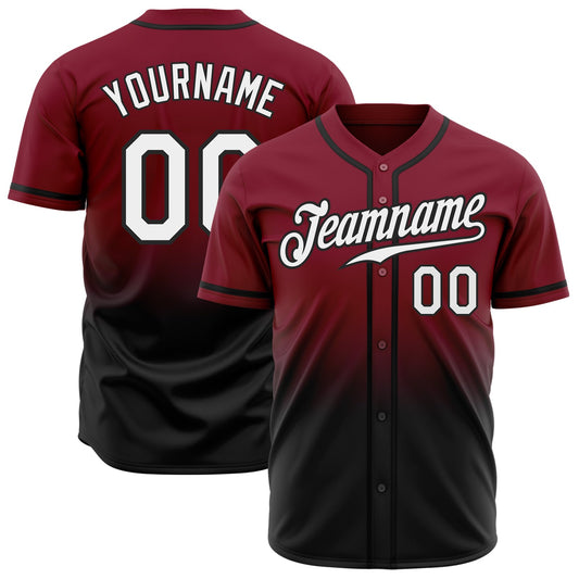 Custom Crimson White-Black Authentic Fade Fashion Baseball Jersey - Main View
