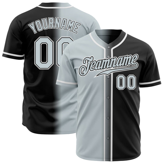 Custom Black Silver-White Authentic Gradient Fashion Baseball Jersey - Main View