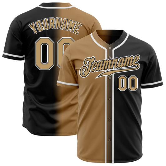 Custom Black Old Gold-White Authentic Gradient Fashion Baseball Jersey - Main View