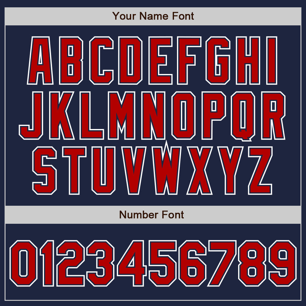 Custom Navy Red-White Authentic Gradient Fashion Baseball Jersey view 3