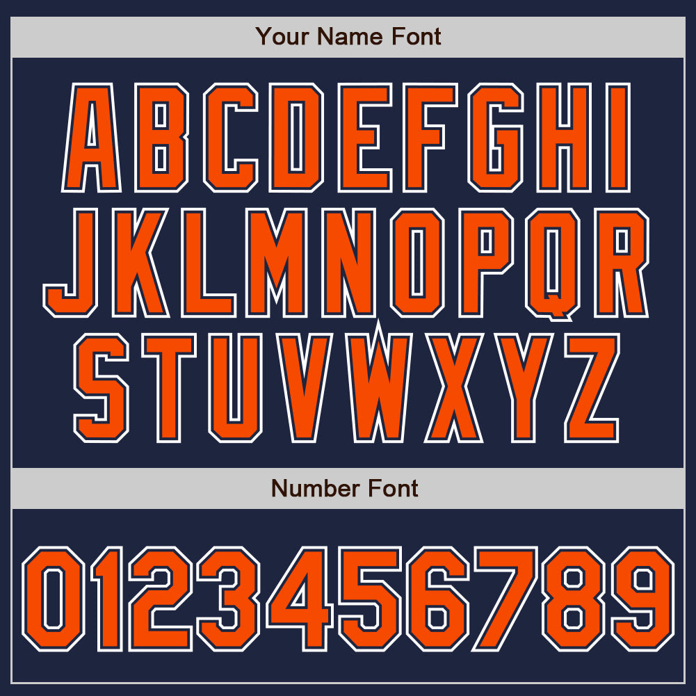 Custom Navy Orange-White Authentic Gradient Fashion Baseball Jersey view 3