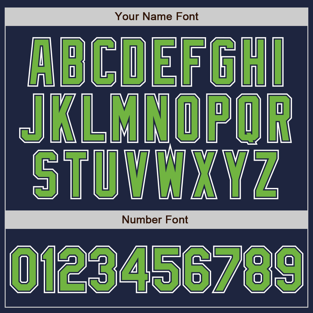 Custom Navy Neon Green-White Authentic Gradient Fashion Baseball Jersey view 3