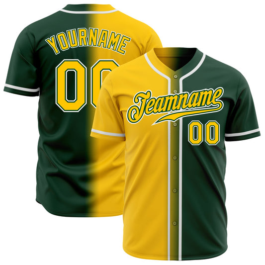 Custom Green Yellow-White Authentic Gradient Fashion Baseball Jersey - Main View