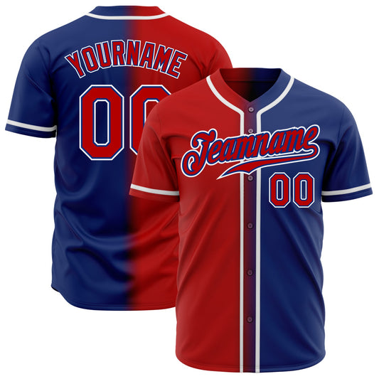 Custom Royal Red-White Authentic Gradient Fashion Baseball Jersey - Main View