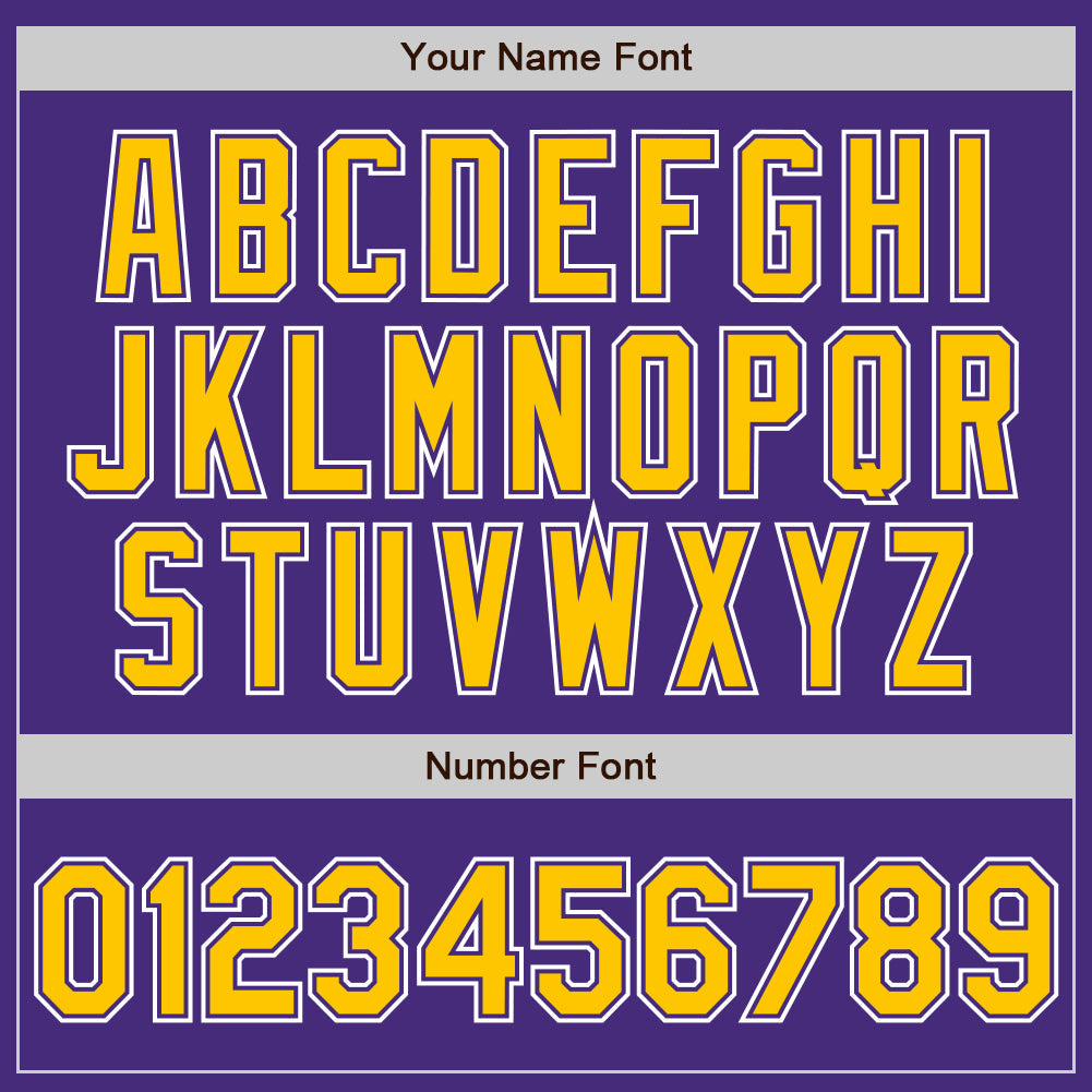 Custom Purple Yellow-White Authentic Gradient Fashion Baseball Jersey view 4