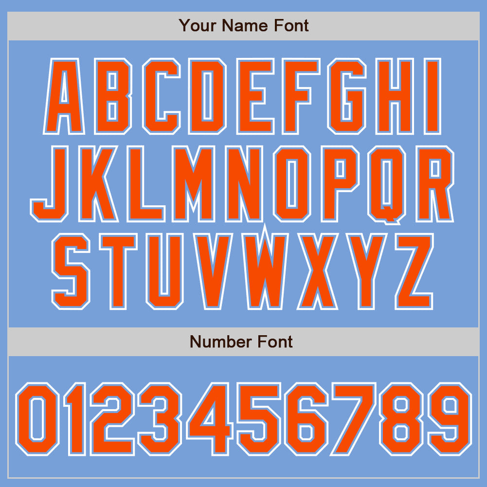 Custom Light Blue Orange-White Authentic Gradient Fashion Baseball Jersey view 3