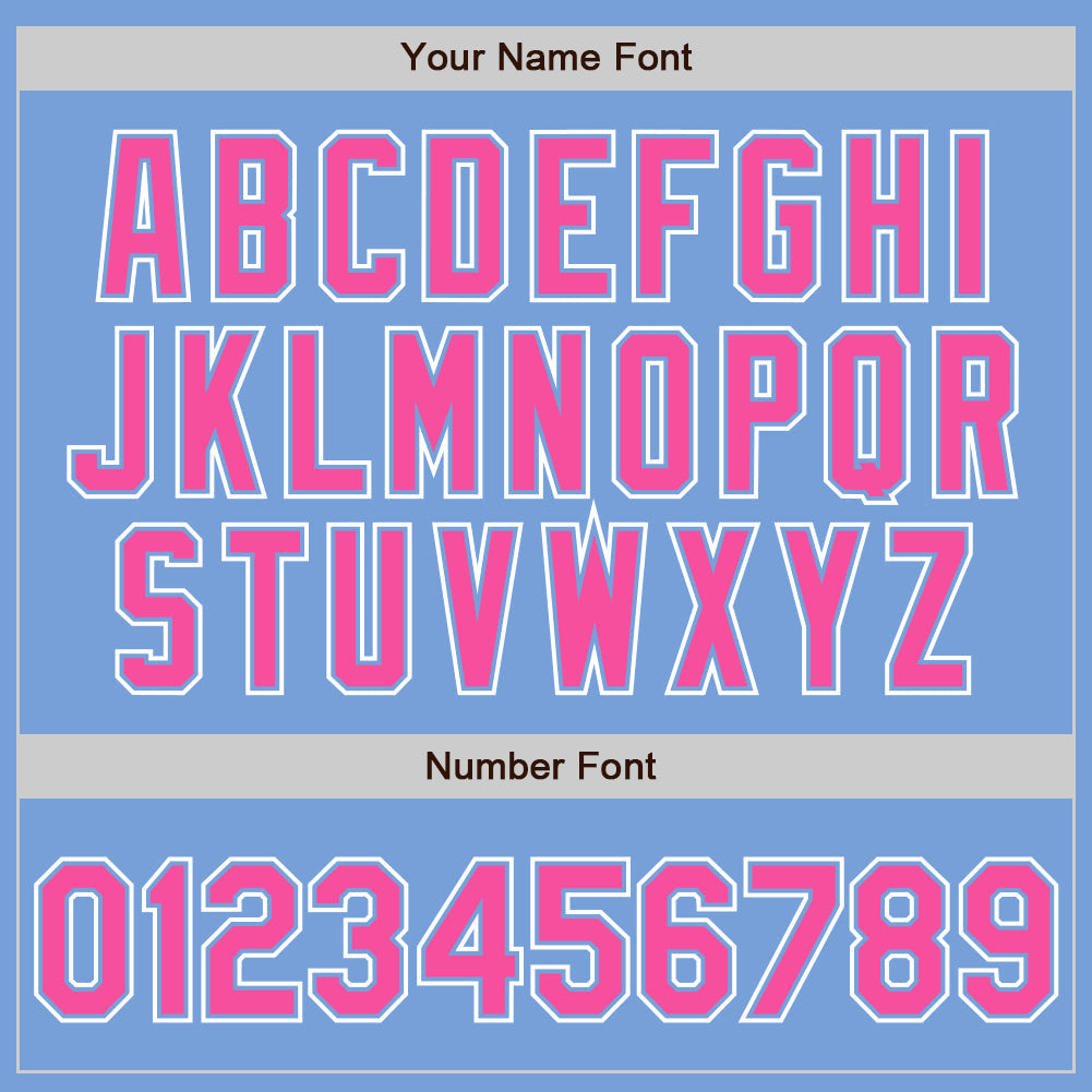 Custom Light Blue Pink-White Authentic Gradient Fashion Baseball Jersey view 3