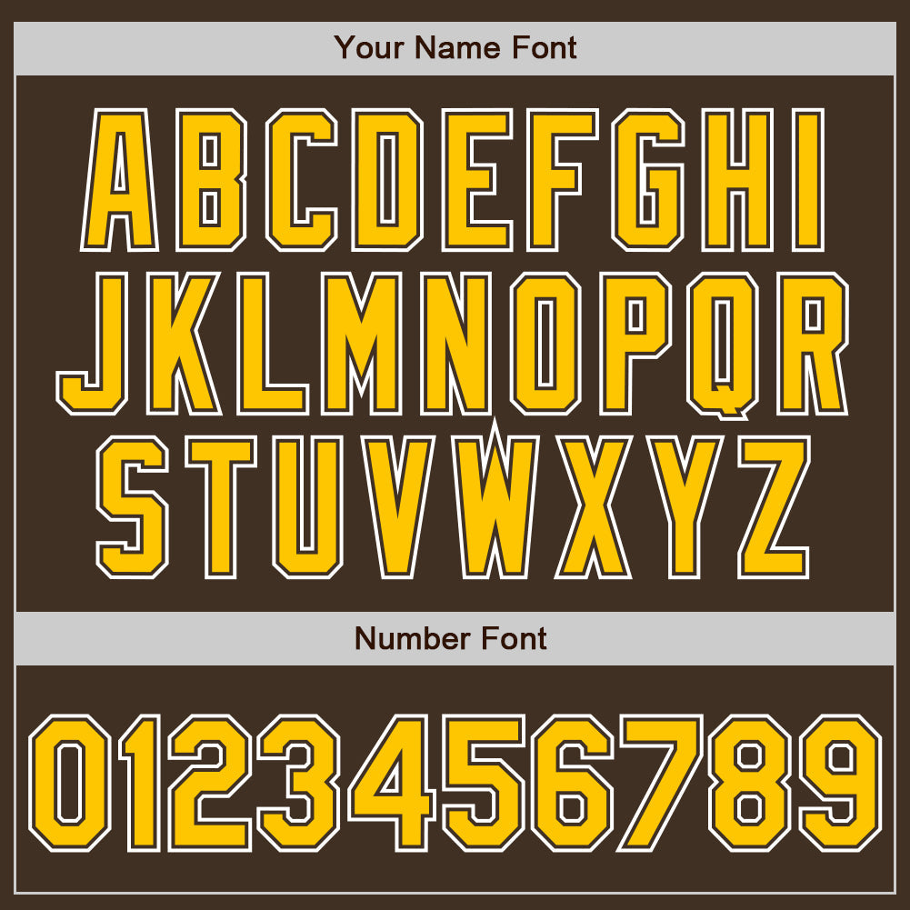 Custom Brown Yellow-White Authentic Gradient Fashion Baseball Jersey view 3