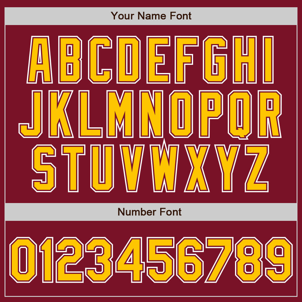 Custom Crimson Yellow-White Authentic Gradient Fashion Baseball Jersey view 3